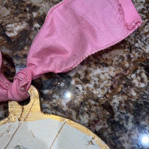 WOOD ROUND Baby Girl CHRISTMAS ORNAMENT-HANDMADE, PAINTED Baby Carriage 6”D - Picture 5 of 8